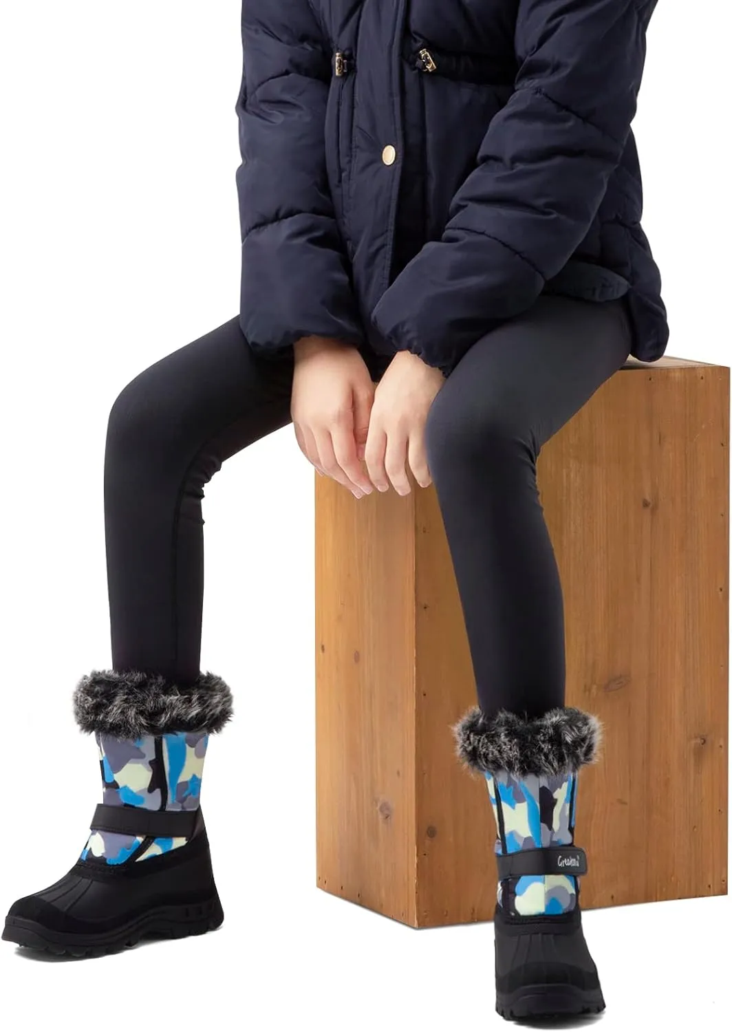Greatonu Kids Snow Boots Waterproof Boys Girls Winter Boots Mid Calf Insulated Duck Boots
