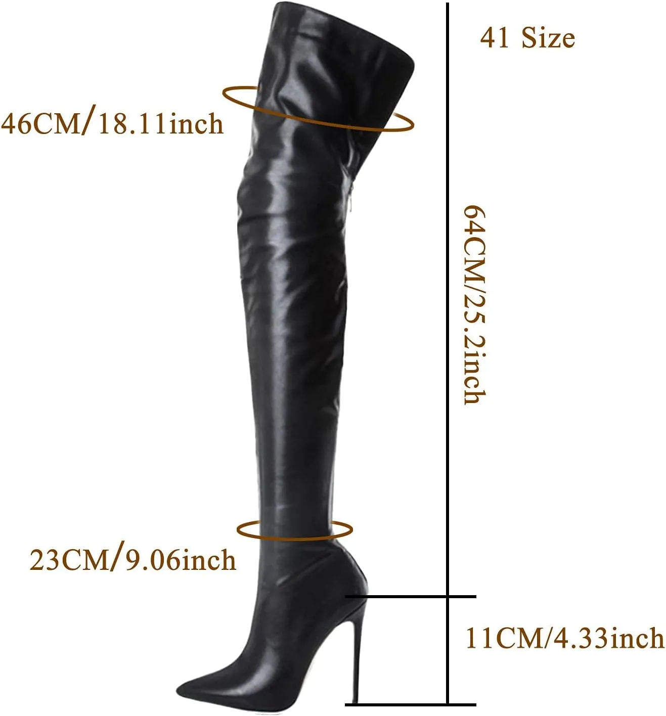 Hbeylia Stiletto Thigh High Boots For Women Ladies Fashion Leather Pointed Toe Dressy Pump Over The Knee Boots With Back Zipper High Heels Tall Boots For Wedding Halloween Christmas Party Dress Skirt