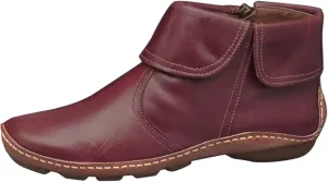 Hbeylia Vintage Ankle Boots for Women Retro Western Leather Cuff Ankle Round Toe Flat Low Heel Cowboy Cowgirl Short Boots (Wine, 10)