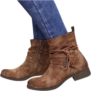 Hbeylia Vintage Boots For Women Casual Suede Lace Up Round Toe Chunky Block Low Heels Ankle Booties Western Cowgirl Cowboy Boots With Side Zip Winter Fall Dress Short Boots For Work Riding Boho Travel