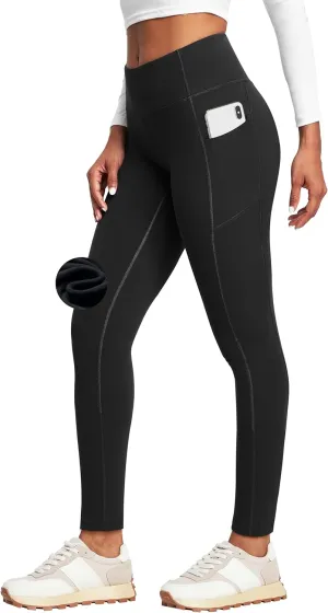 Heathyoga Fleece Lined Leggings with Pockets for Women Thermal Leggings Warm Leggings Women Winter High Waisted Yoga Pants