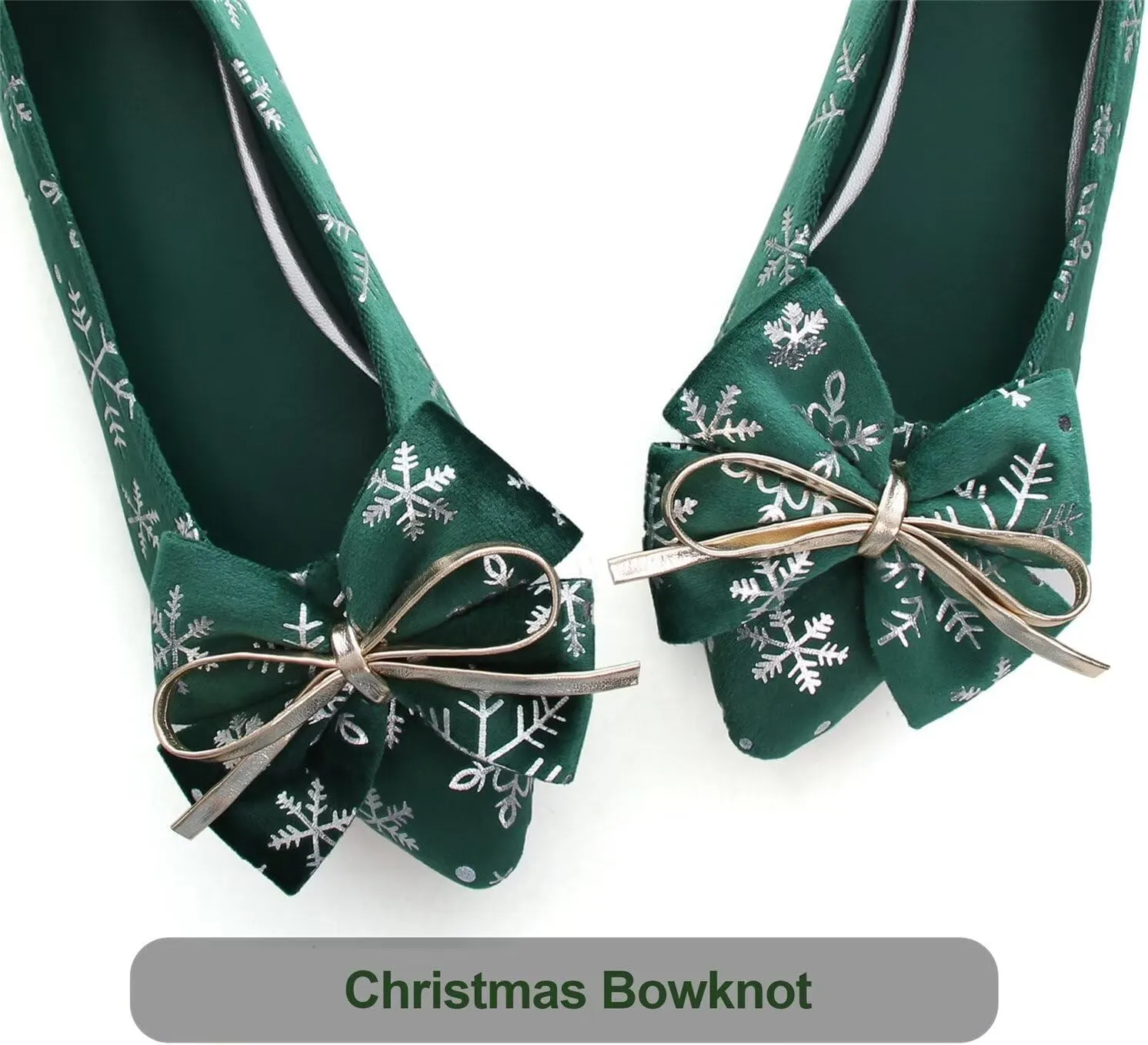 Hee grand Christmas Shoes for Women Pointed Toe Plaid Snowflake Flat Shoes Comfortable Slip on Flats Red/Green Shoes for Christmas