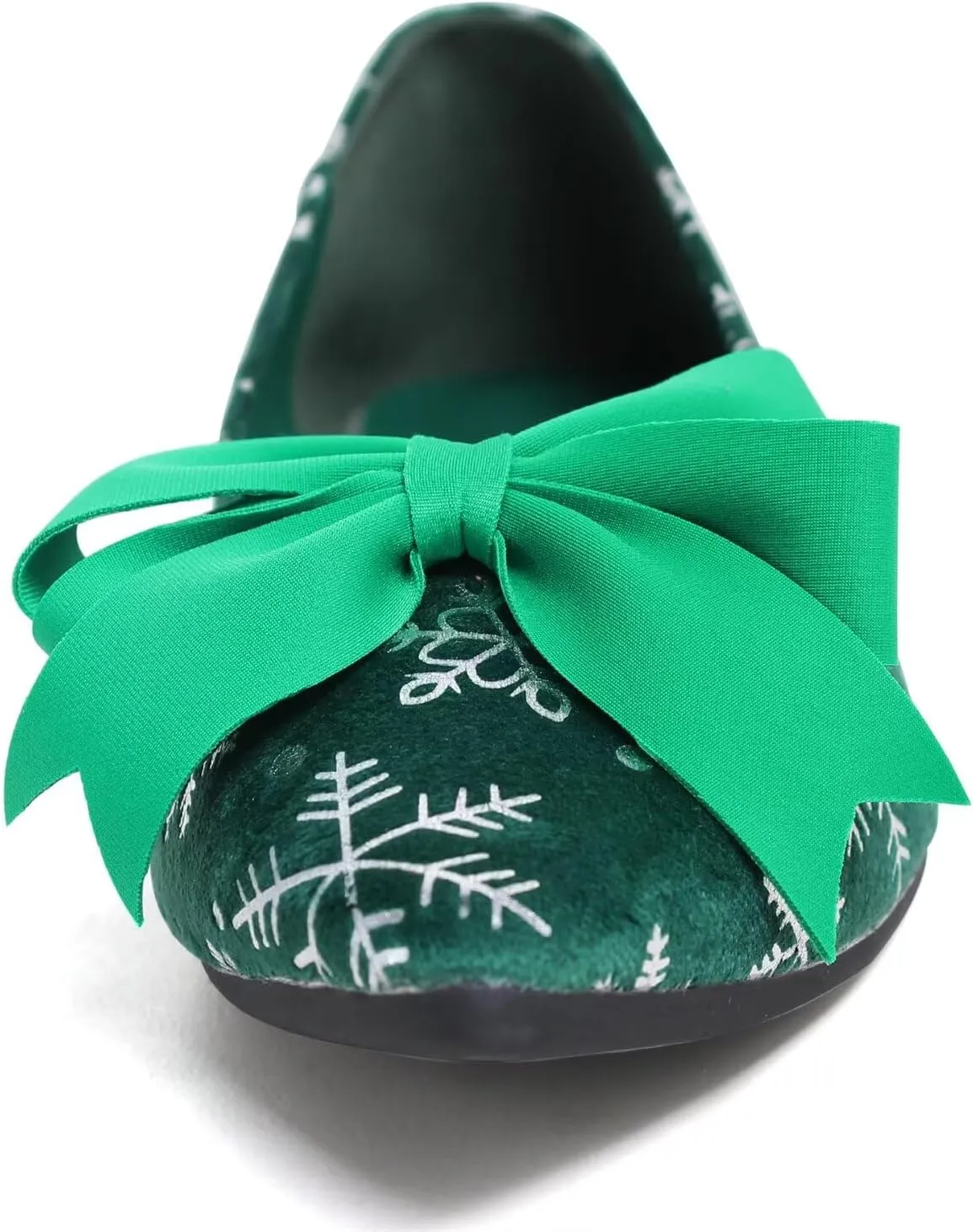 Hee grand Christmas Shoes for Women Pointed Toe Plaid Snowflake Flat Shoes Comfortable Slip on Flats Red/Green Shoes for Christmas