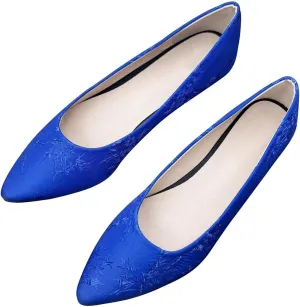 Hee grand Classic Solid Pointed Toe Ballet Flats Womens Shallow Satins Dress Shoes Casual Comfort Slip-On Loafers Light Weight Walking Flats
