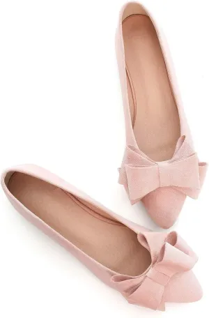 Hee grand Flat Shoes for Women Crystals Bowknot Pointed Toe Ballet Flats Comfortable Office Shoes Fashion Dress Shoes