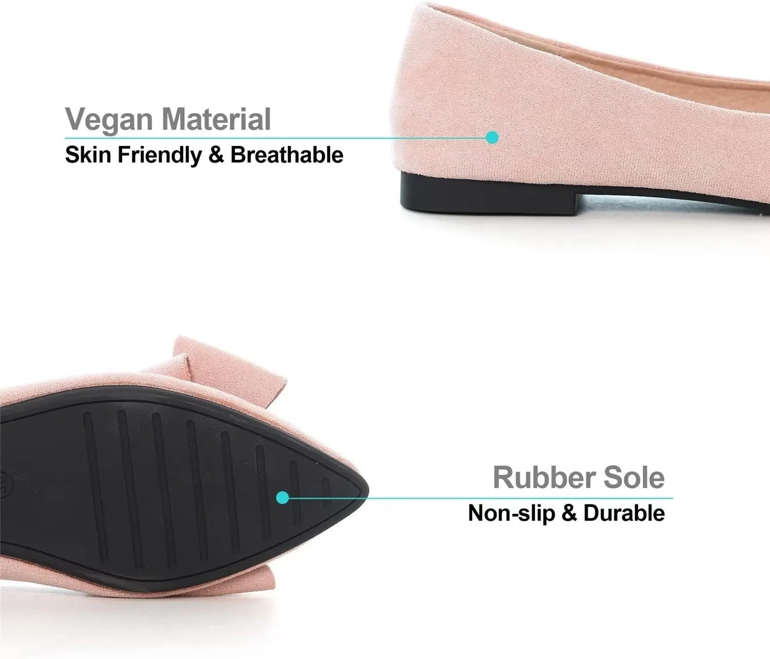 Hee grand Flat Shoes for Women Crystals Bowknot Pointed Toe Ballet Flats Comfortable Office Shoes Fashion Dress Shoes