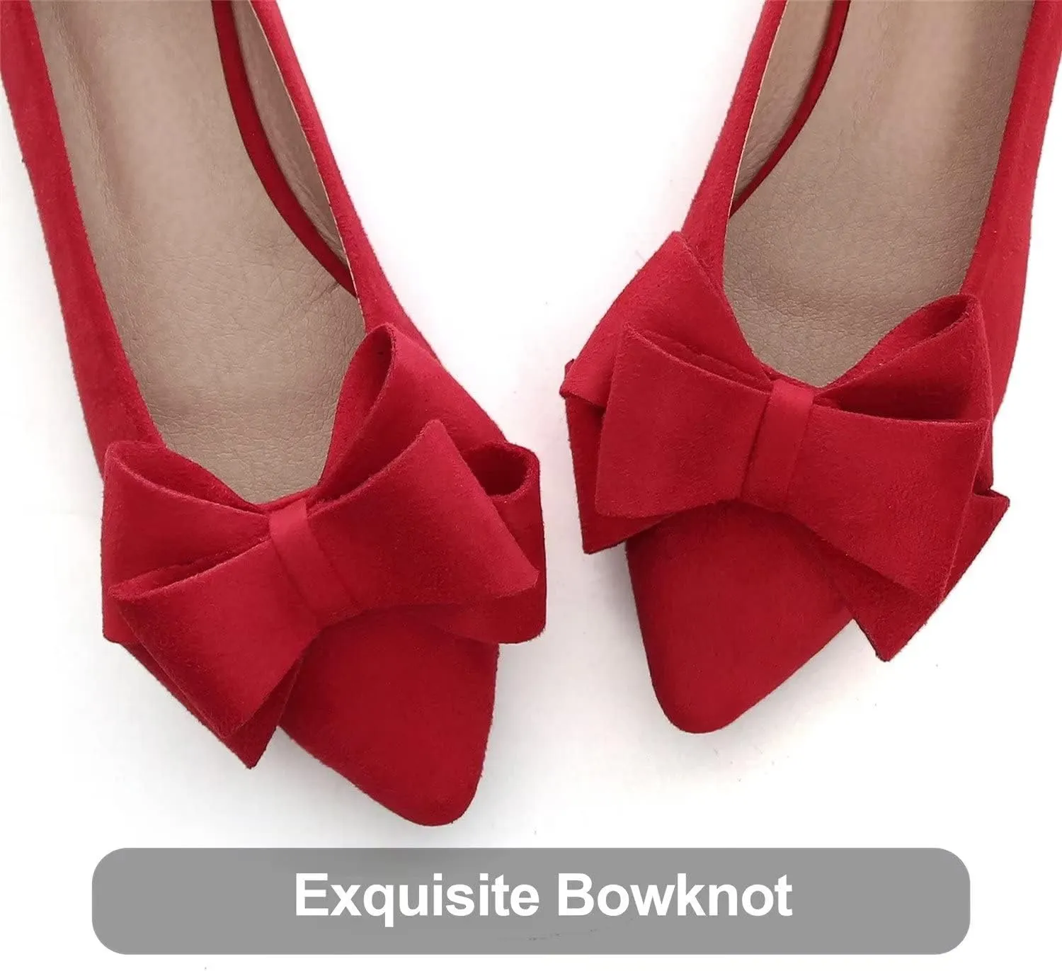 Hee grand Flat Shoes for Women Crystals Bowknot Pointed Toe Ballet Flats Comfortable Office Shoes Fashion Dress Shoes