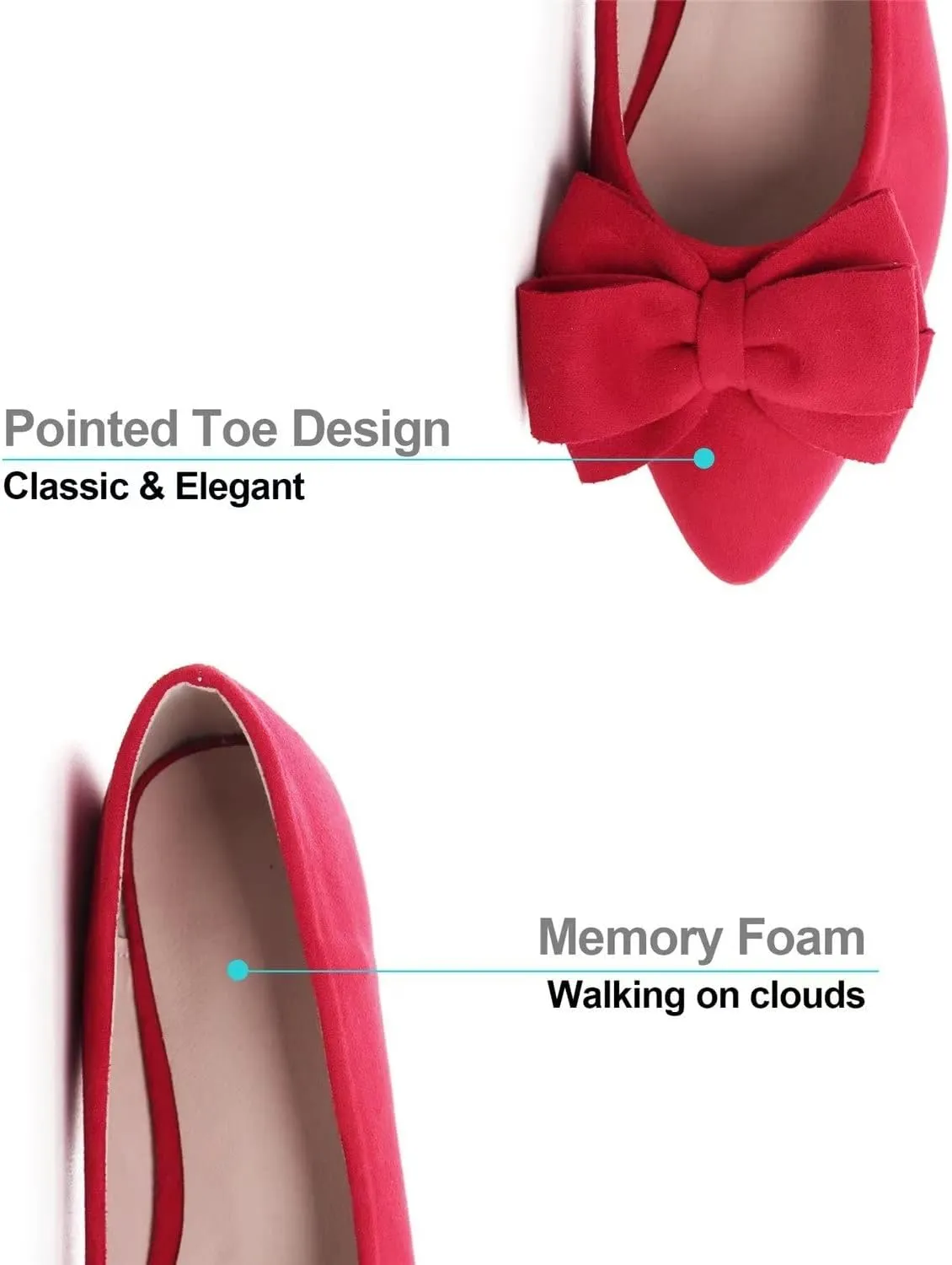 Hee grand Flat Shoes for Women Crystals Bowknot Pointed Toe Ballet Flats Comfortable Office Shoes Fashion Dress Shoes
