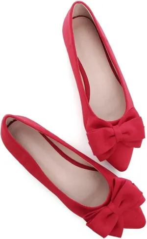 Hee grand Flat Shoes for Women Crystals Bowknot Pointed Toe Ballet Flats Comfortable Office Shoes Fashion Dress Shoes