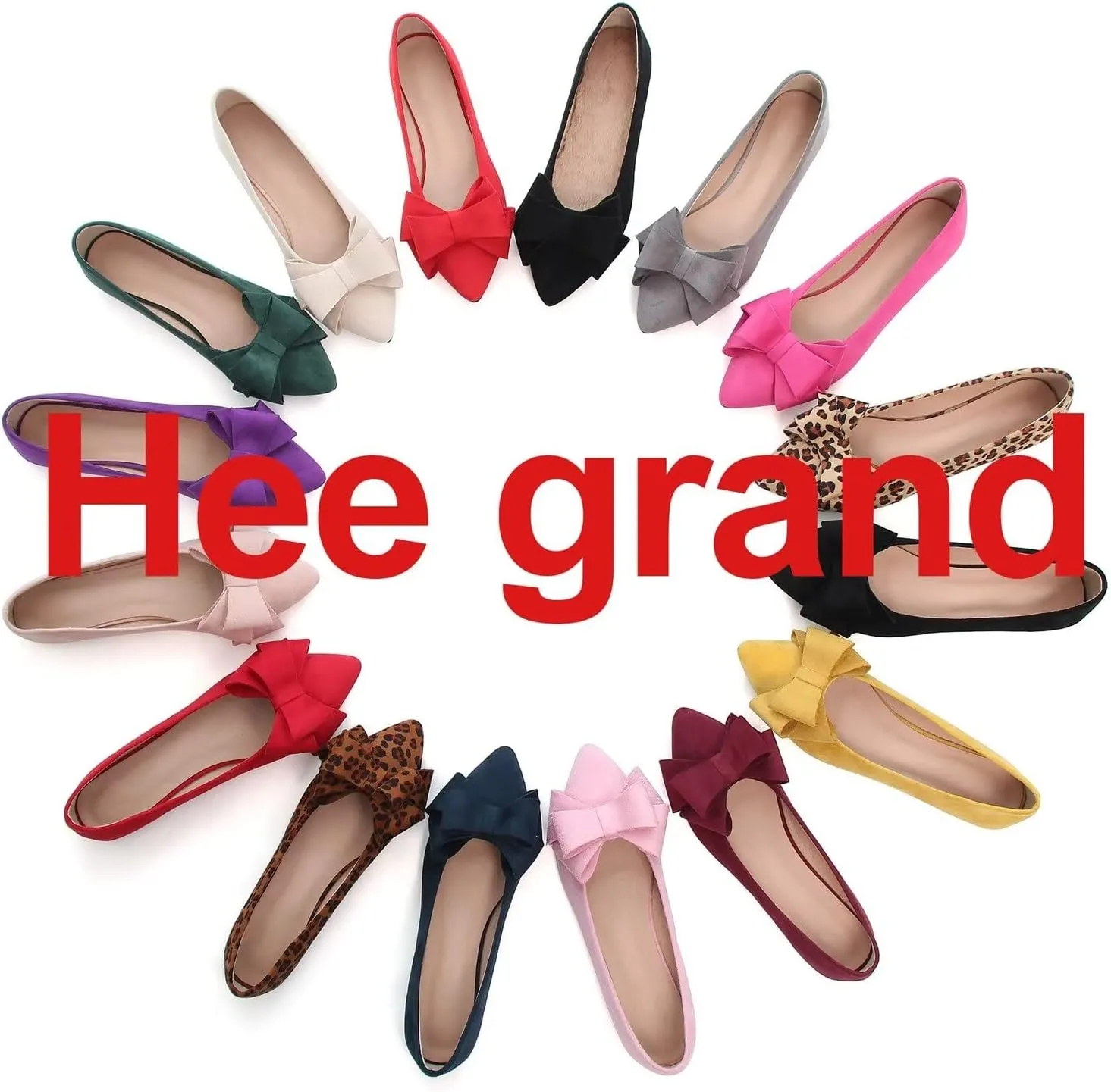 Hee grand Flat Shoes for Women Crystals Bowknot Pointed Toe Ballet Flats Comfortable Office Shoes Fashion Dress Shoes