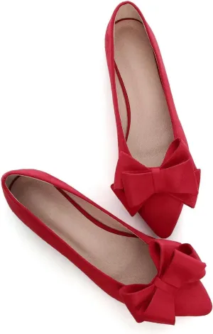 Hee grand Flat Shoes for Women Crystals Bowknot Pointed Toe Ballet Flats Comfortable Office Shoes Fashion Dress Shoes