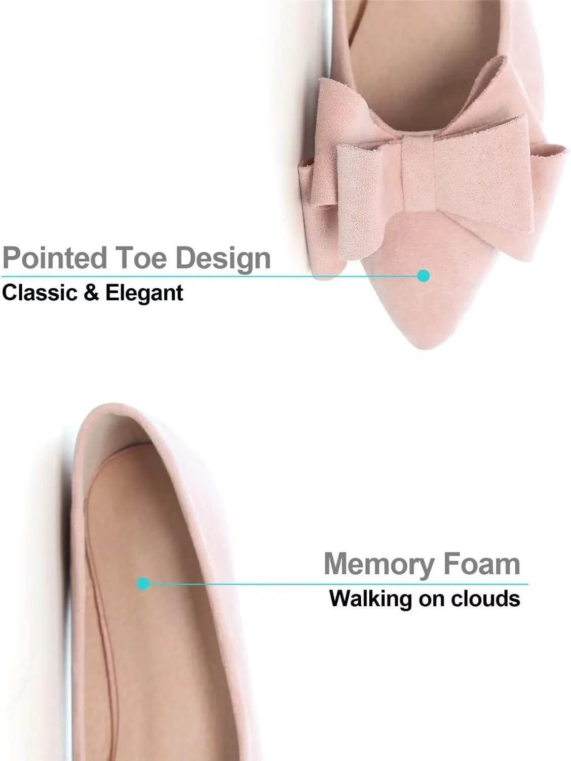Hee grand Flat Shoes for Women Crystals Bowknot Pointed Toe Ballet Flats Comfortable Office Shoes Fashion Dress Shoes