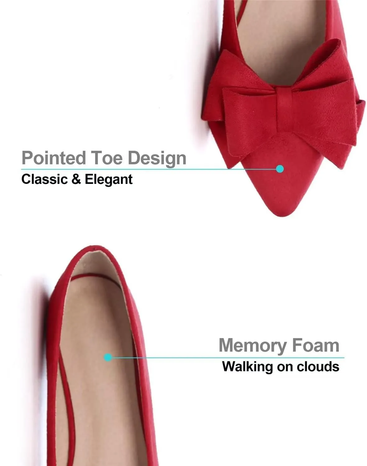 Hee grand Flat Shoes for Women Crystals Bowknot Pointed Toe Ballet Flats Comfortable Office Shoes Fashion Dress Shoes