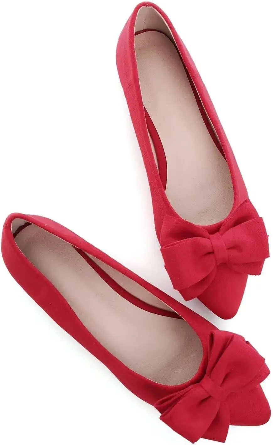 Hee grand Flat Shoes for Women Crystals Bowknot Pointed Toe Ballet Flats Comfortable Office Shoes Fashion Dress Shoes