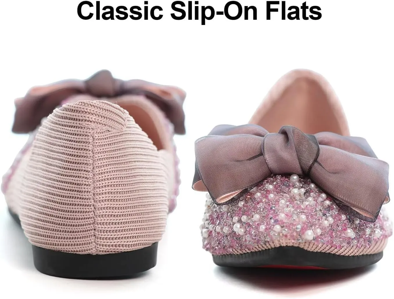 Hee grand Flats for Women Bowknot Mary Jane Shoes Square Toe Ankle Strap Ballet Flats Shiny Patent Leather Dress Shoes Comfortable Work Shoes