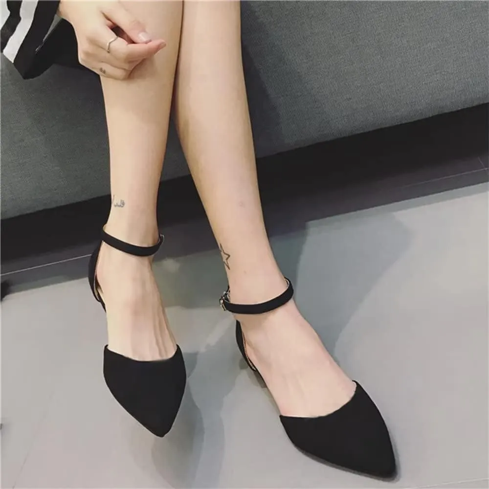 Hee grand Flats for Women Closed Pointed Toe Flats Adjustable Ankle Strap Ballet Shoes Suede Dress Shoes Sandals
