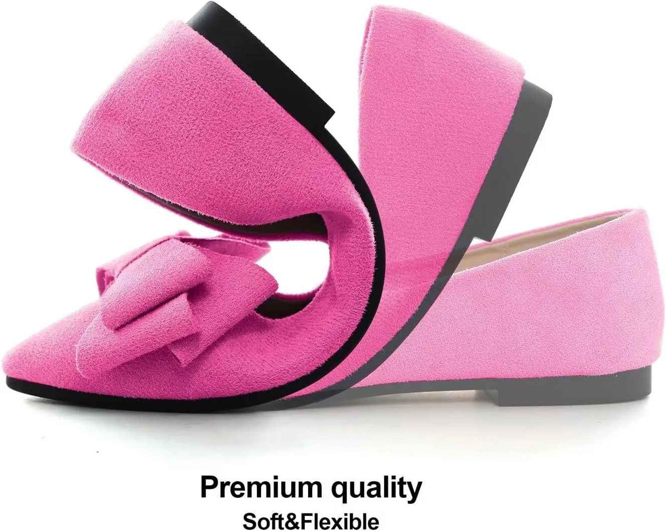 Hee grand Flats for Women Dressy Pointy Toe Ballet Flats Lightweight Foldable Slip on Loafers Soft Leather Comfortable Work Flats