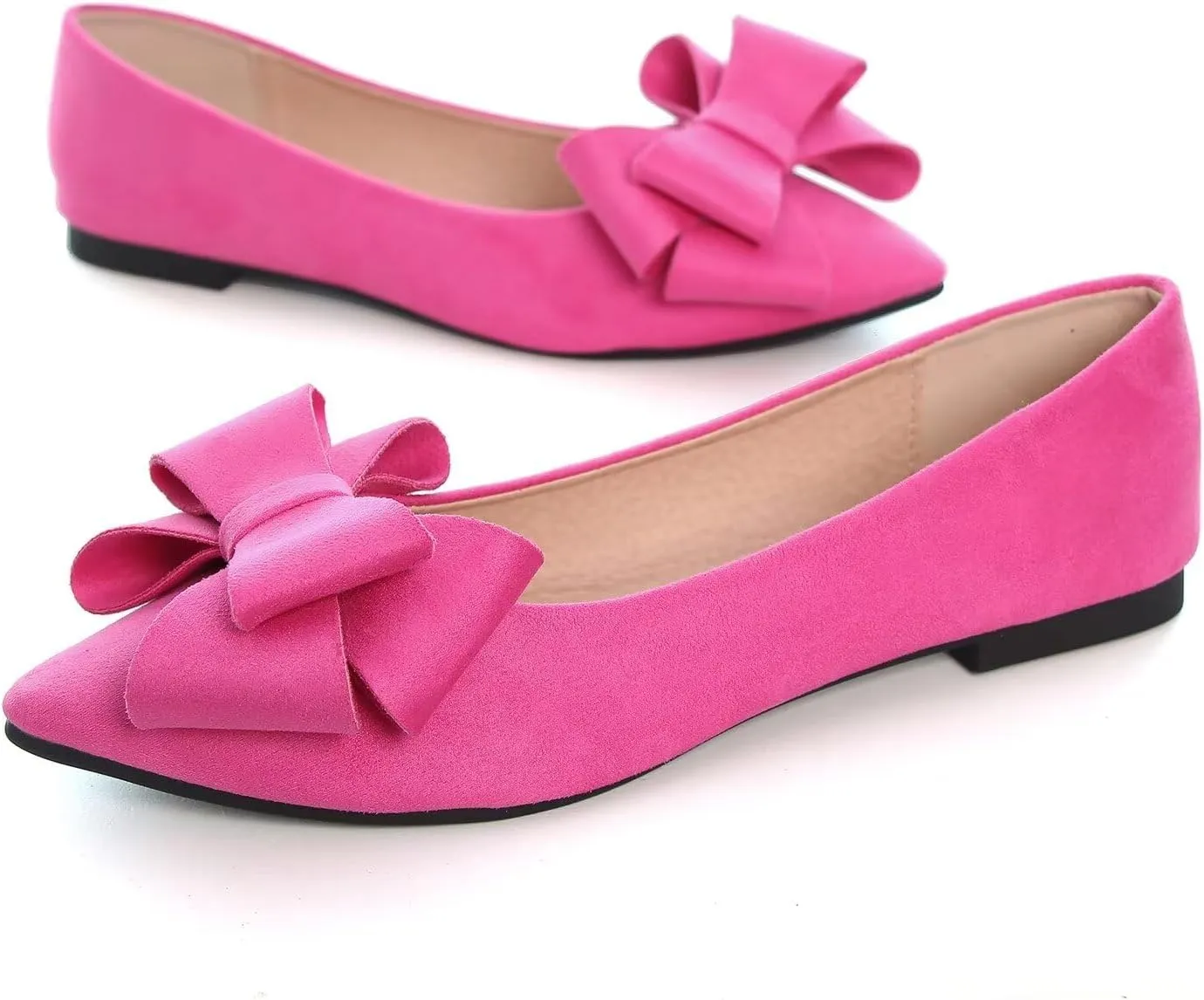 Hee grand Flats for Women Dressy Pointy Toe Ballet Flats Lightweight Foldable Slip on Loafers Soft Leather Comfortable Work Flats