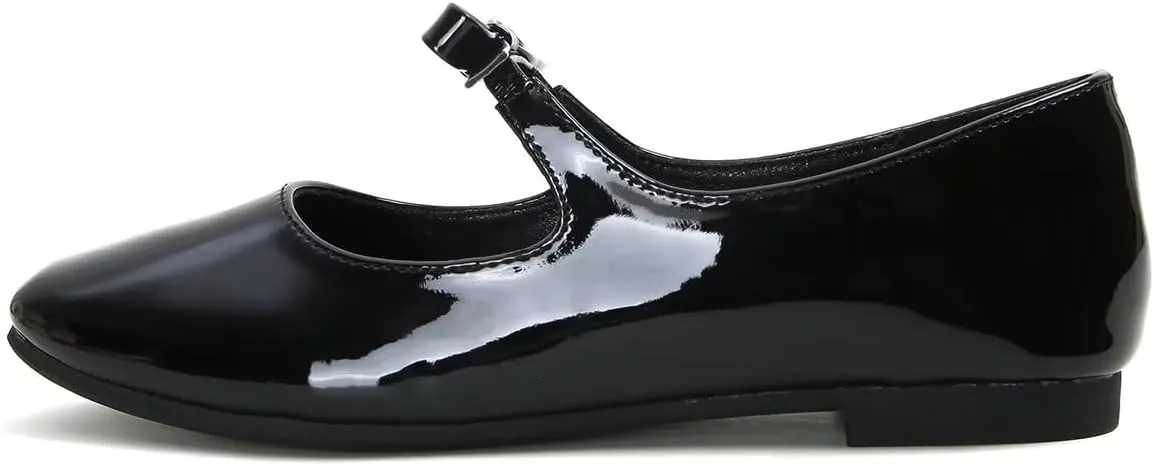 Hee grand Leather Mary Jane Shoes for Women Dressy Square Toe Ballet Flats with Strap Comfortable Walking Shoes Soft Leather Dress Shoes