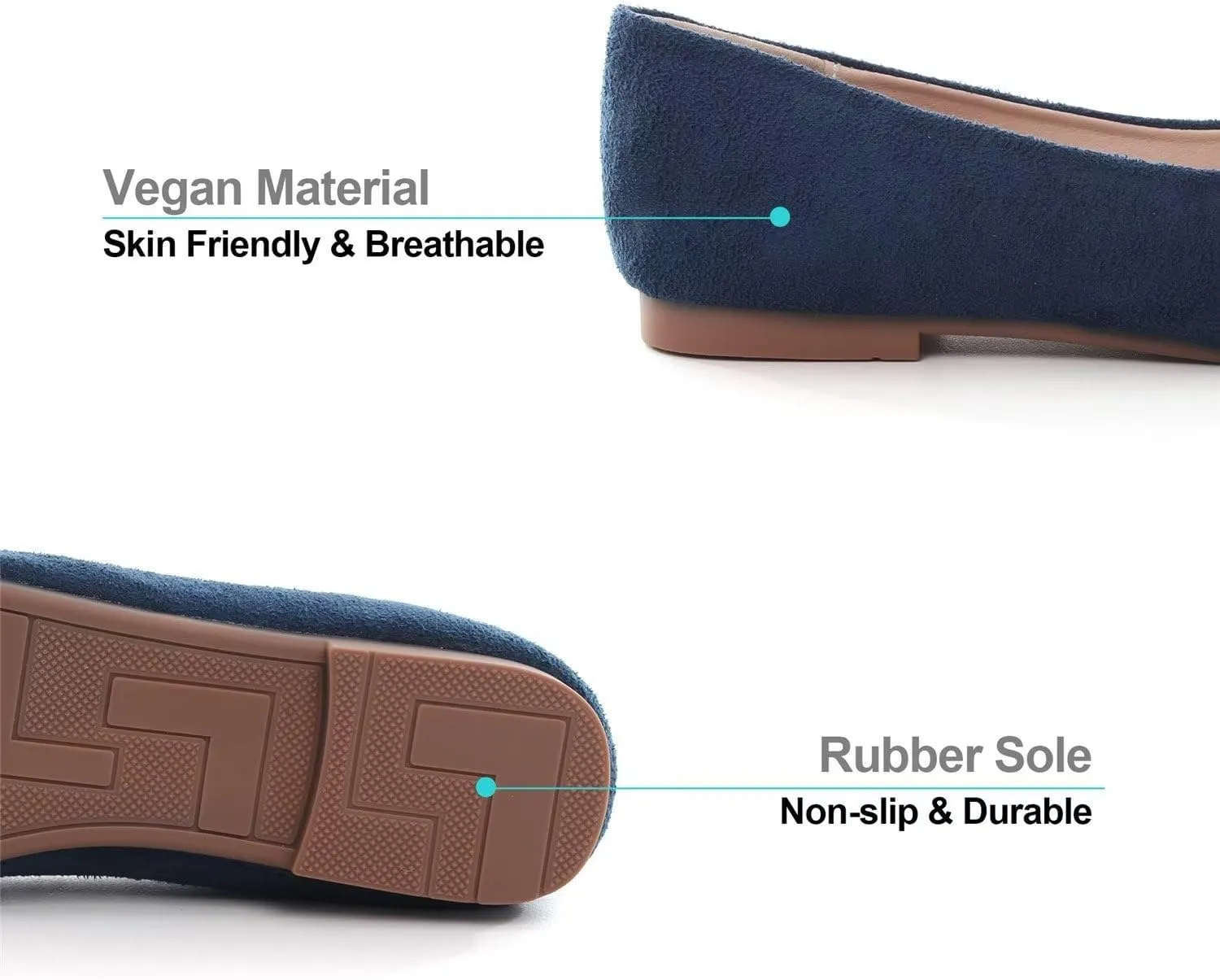 Hee grand Square Toe Ballet Flats for Women Rhinestones Chains Black Suede Dress Shoes Comfort Slip-On Loafers