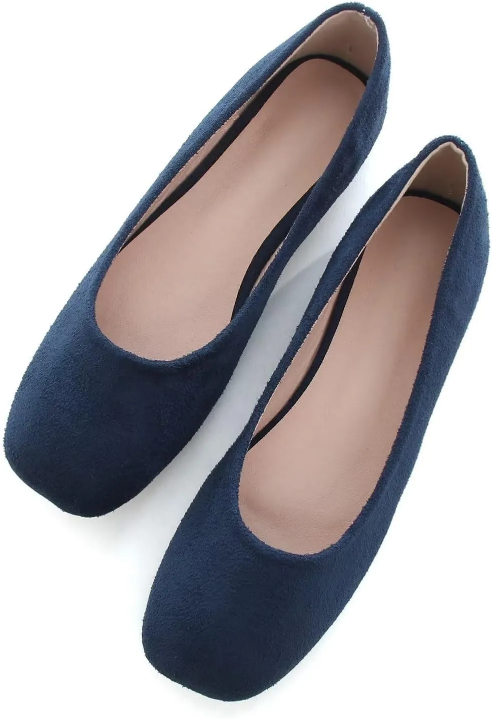 Hee grand Square Toe Ballet Flats for Women Rhinestones Chains Black Suede Dress Shoes Comfort Slip-On Loafers