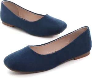 Hee grand Square Toe Ballet Flats for Women Rhinestones Chains Black Suede Dress Shoes Comfort Slip-On Loafers