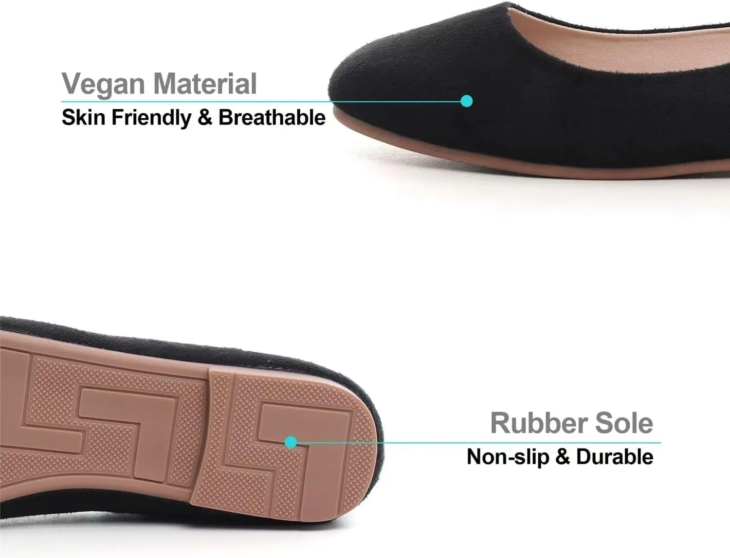 Hee grand Square Toe Ballet Flats for Women Rhinestones Chains Black Suede Dress Shoes Comfort Slip-On Loafers