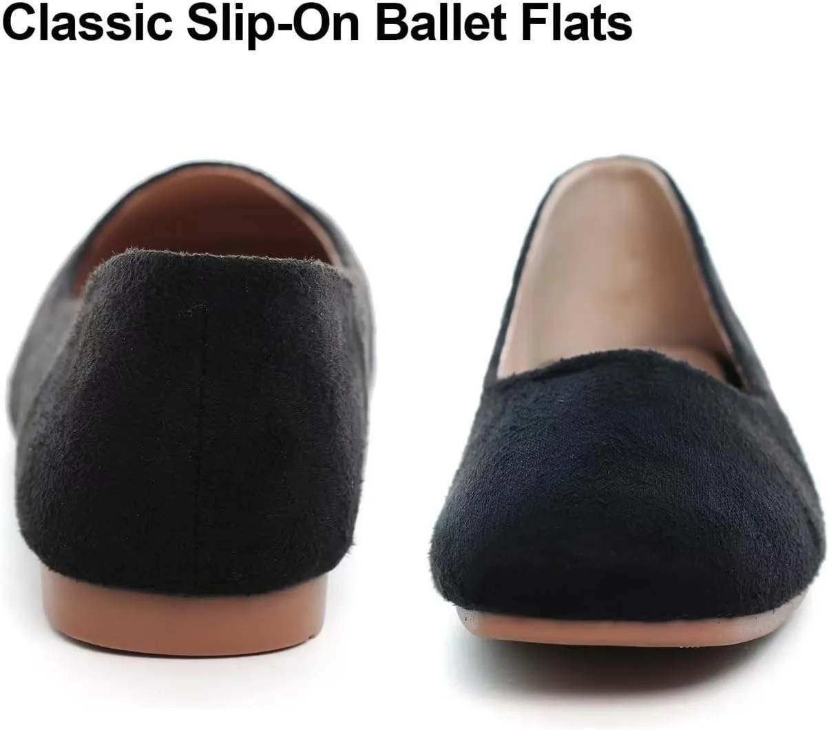 Hee grand Square Toe Ballet Flats for Women Rhinestones Chains Black Suede Dress Shoes Comfort Slip-On Loafers