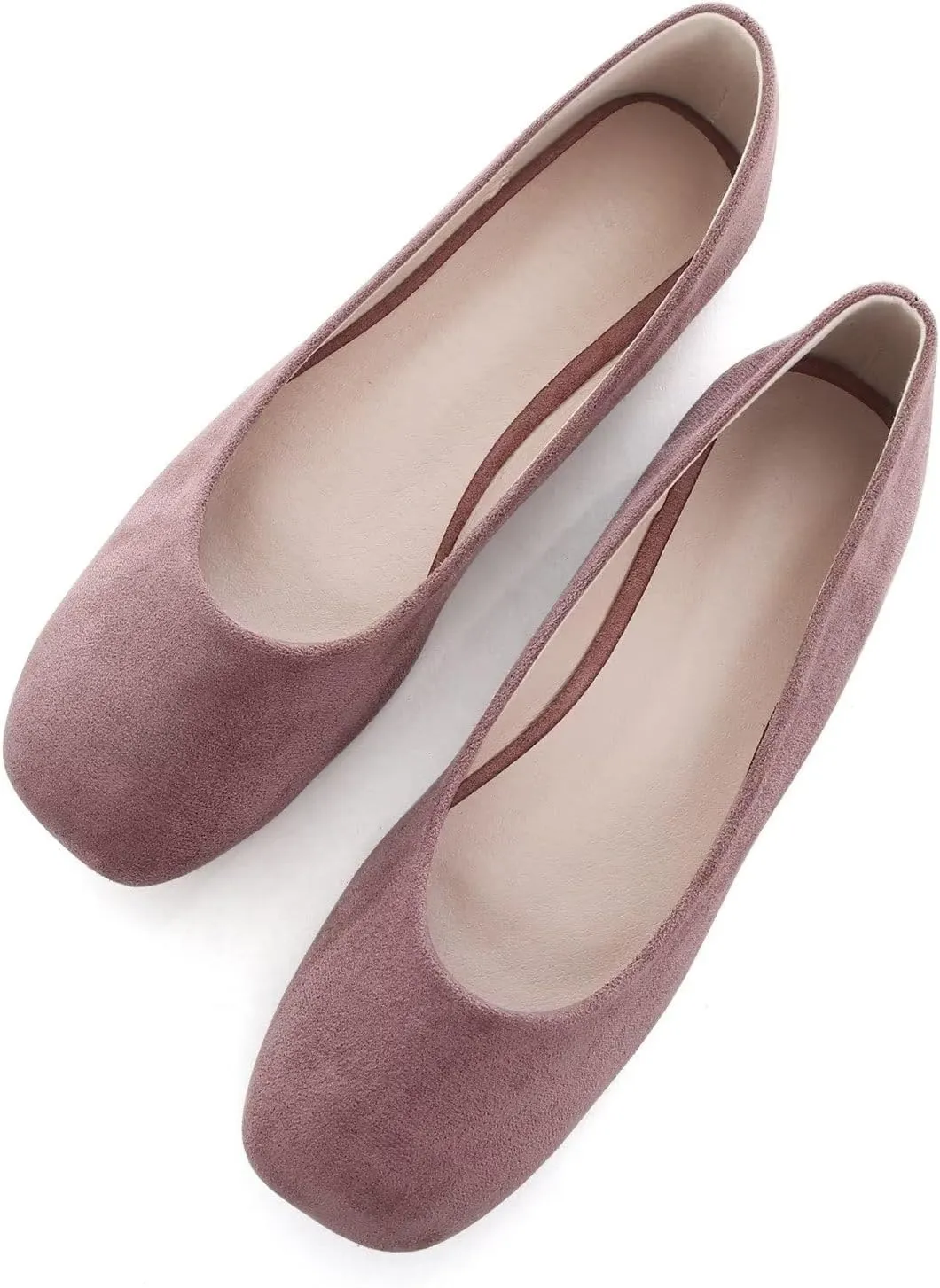 Hee grand Square Toe Ballet Flats for Women Rhinestones Chains Black Suede Dress Shoes Comfort Slip-On Loafers