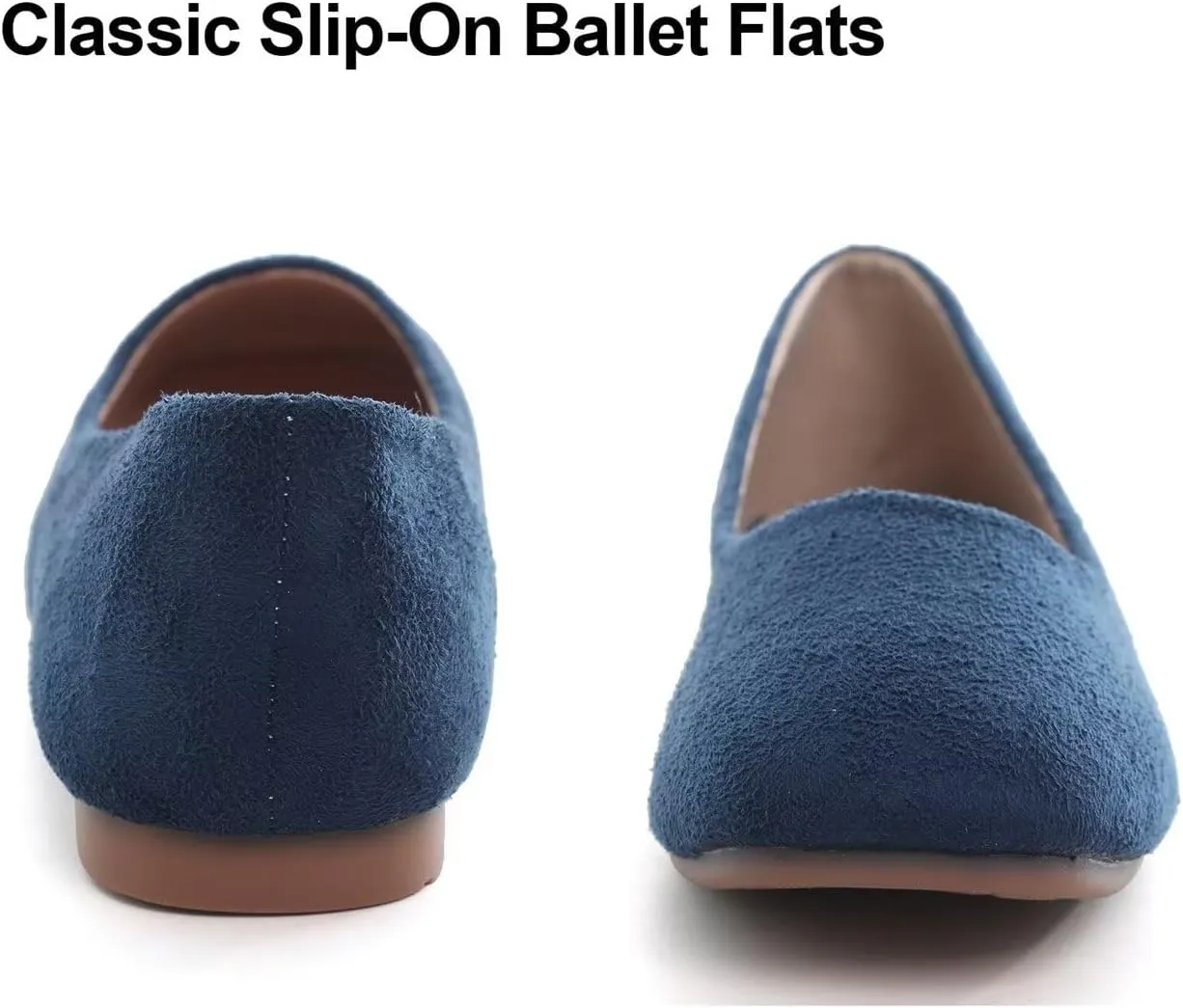 Hee grand Square Toe Ballet Flats for Women Rhinestones Chains Black Suede Dress Shoes Comfort Slip-On Loafers