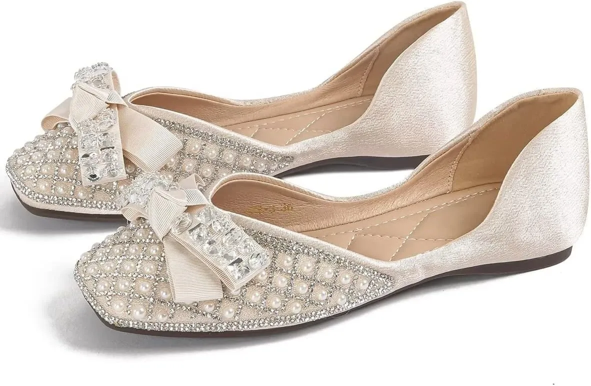 Hee grand Women Square Toe Crystals Shoes Glittering Rhinestone Wedding Dress Shoes Fashion Bridesmaid Shoes