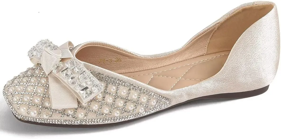 Hee grand Women Square Toe Crystals Shoes Glittering Rhinestone Wedding Dress Shoes Fashion Bridesmaid Shoes