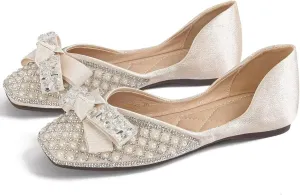 Hee grand Women Square Toe Crystals Shoes Glittering Rhinestone Wedding Dress Shoes Fashion Bridesmaid Shoes