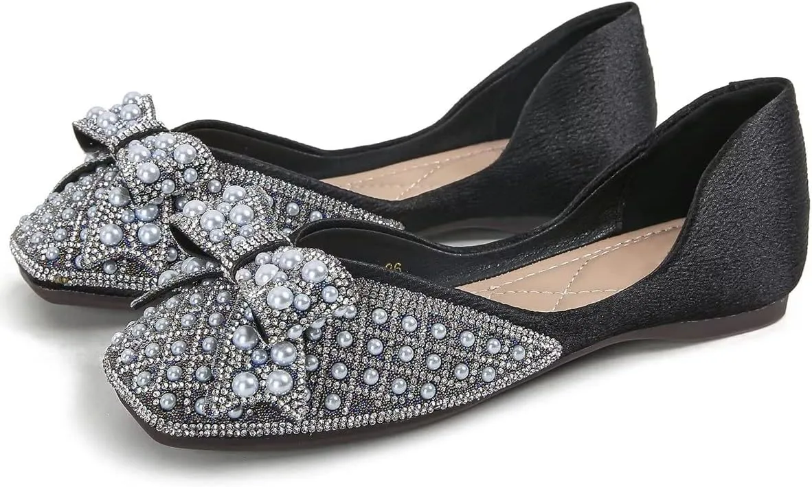 Hee grand Women Square Toe Crystals Shoes Glittering Rhinestone Wedding Dress Shoes Fashion Bridesmaid Shoes