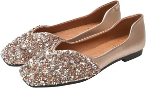 Hee grand Women Square Toe Crystals Shoes Glittering Rhinestone Wedding Dress Shoes Fashion Bridesmaid Shoes