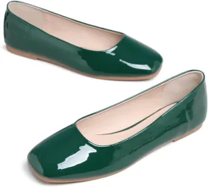 Hee grand Women's Flats Square Toe Ballet Shoes Casual Flats Satin Dress Shoes Comfort Slip-On Loafers