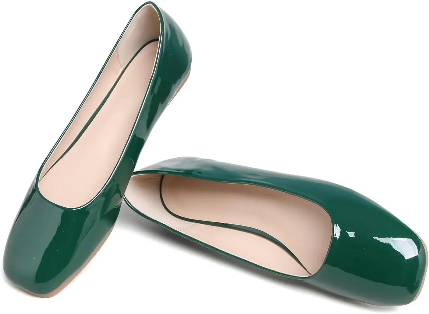 Hee grand Women's Flats Square Toe Ballet Shoes Casual Flats Satin Dress Shoes Comfort Slip-On Loafers