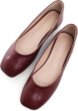 Hee grand Women's Flats Square Toe Ballet Shoes Casual Flats Satin Dress Shoes Comfort Slip-On Loafers