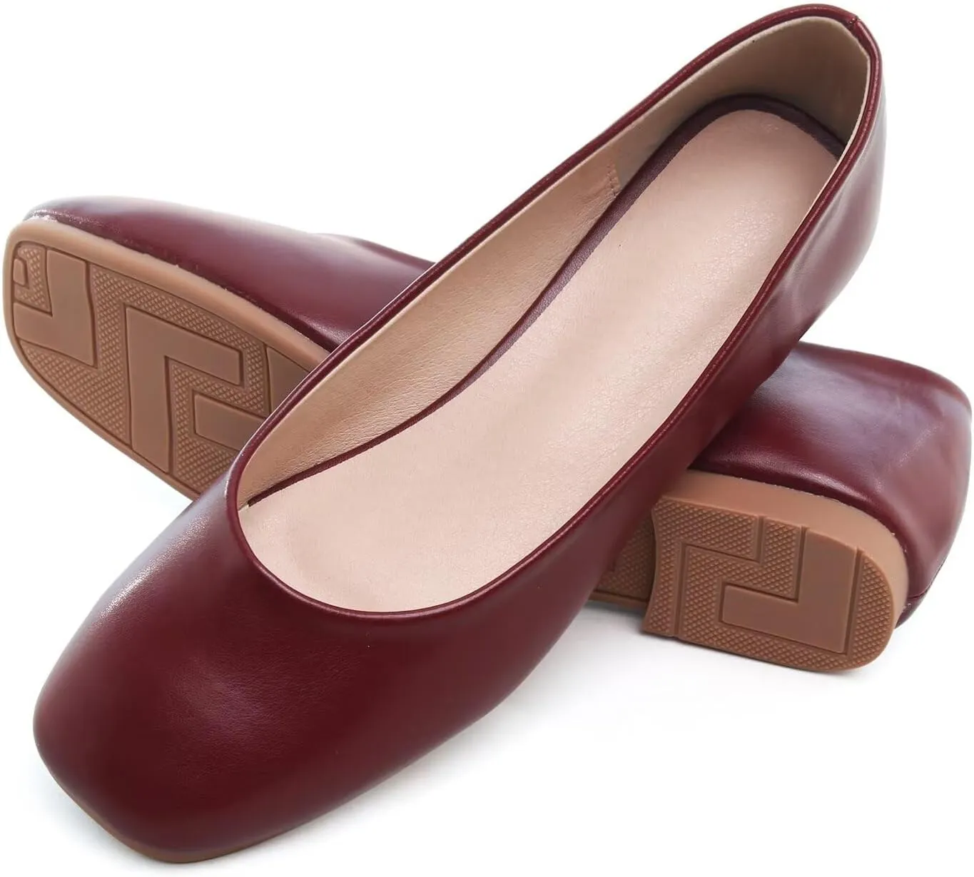 Hee grand Women's Flats Square Toe Ballet Shoes Casual Flats Satin Dress Shoes Comfort Slip-On Loafers