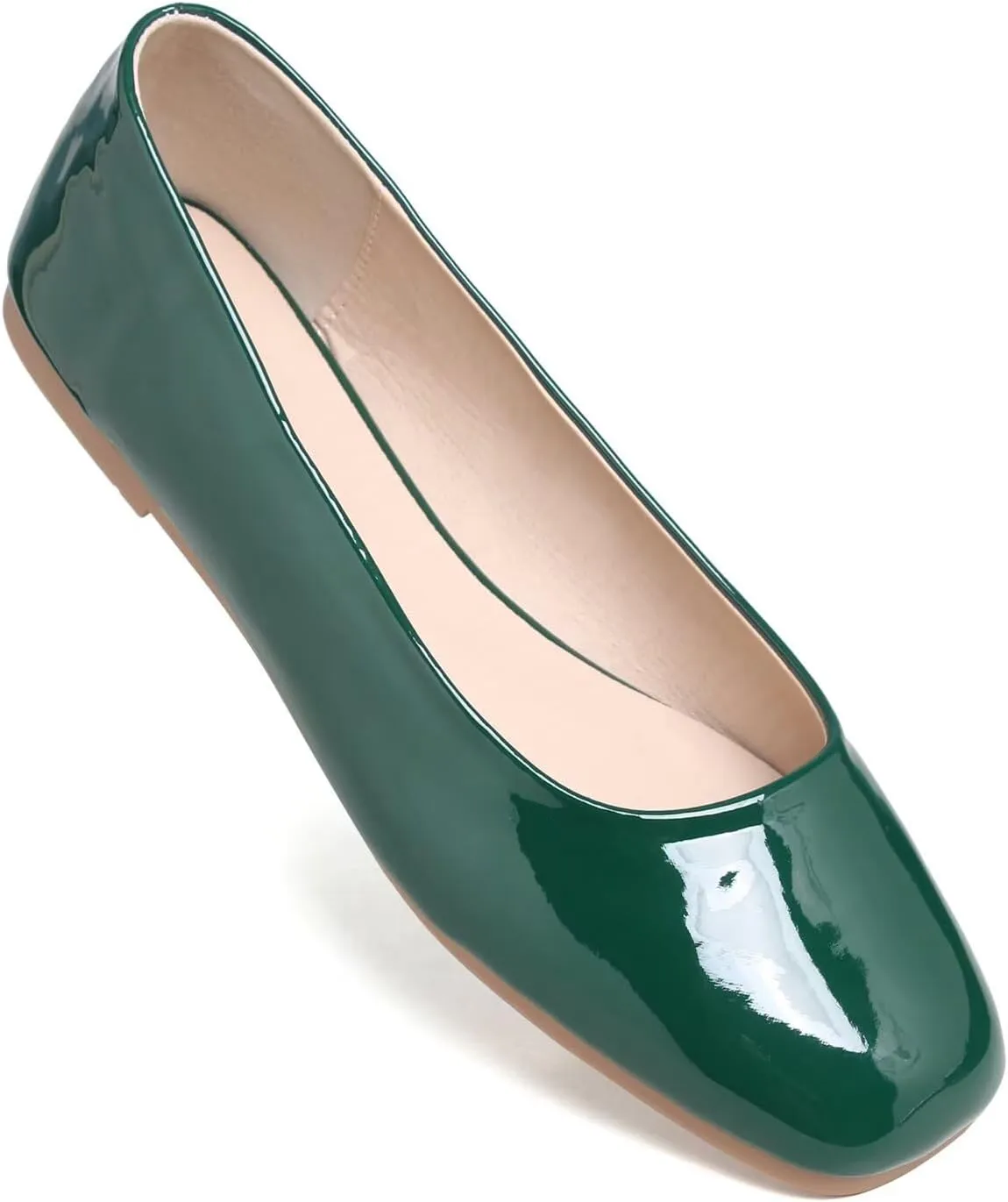 Hee grand Women's Flats Square Toe Ballet Shoes Casual Flats Satin Dress Shoes Comfort Slip-On Loafers