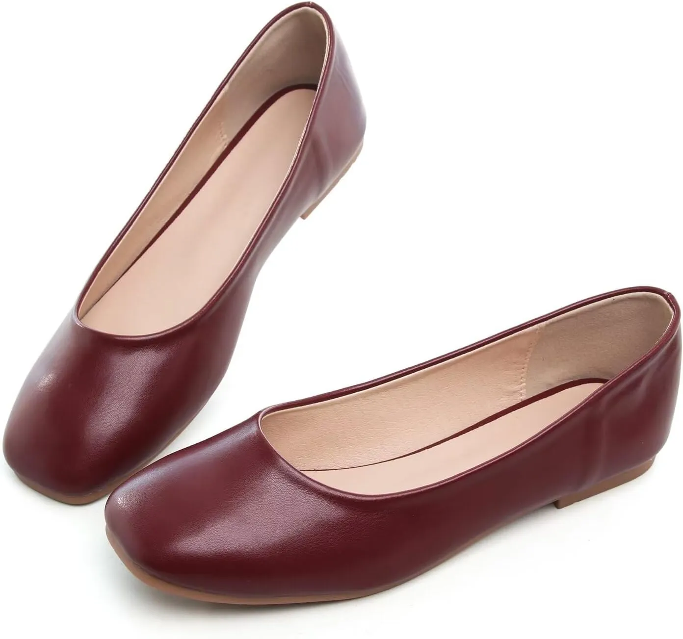 Hee grand Women's Flats Square Toe Ballet Shoes Casual Flats Satin Dress Shoes Comfort Slip-On Loafers