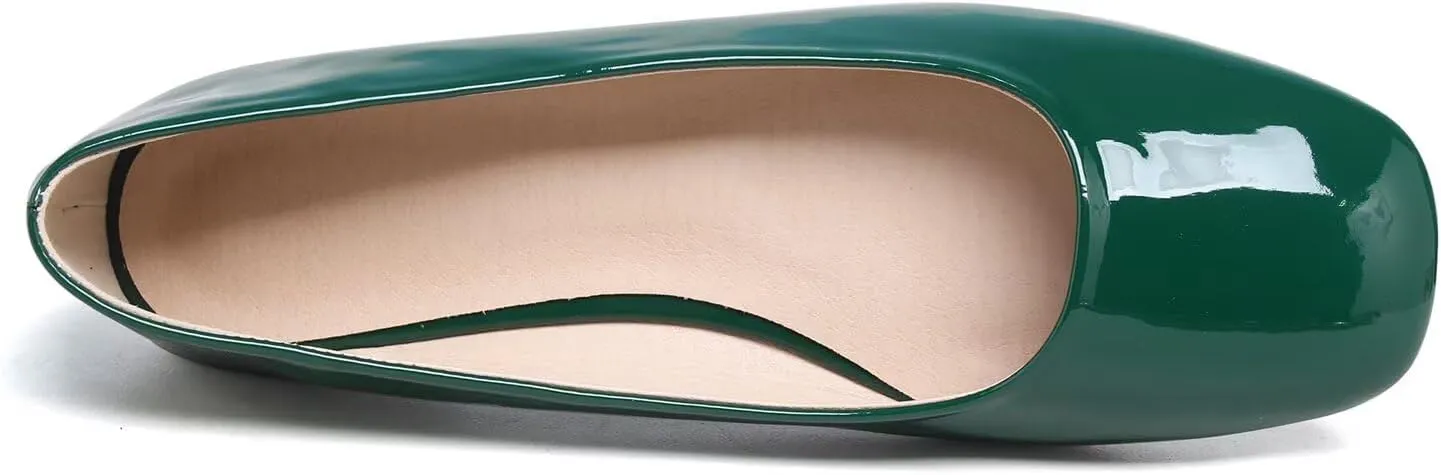 Hee grand Women's Flats Square Toe Ballet Shoes Casual Flats Satin Dress Shoes Comfort Slip-On Loafers