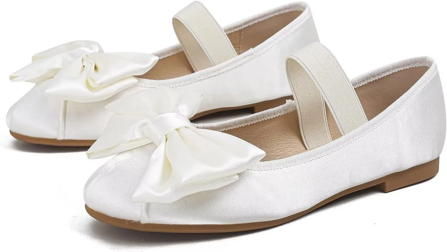 Hee grand Women's Mary Jane Shoes Satin Round Toe Ballerina Flats Fashion Sparkling Rhinestones Dress Shoes Comfort Dancing Shoes