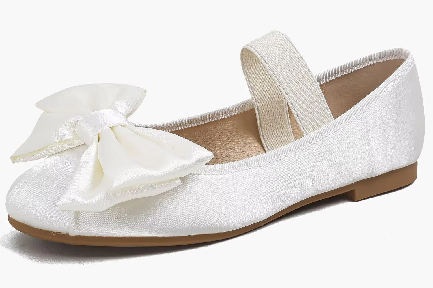 Hee grand Women's Mary Jane Shoes Satin Round Toe Ballerina Flats Fashion Sparkling Rhinestones Dress Shoes Comfort Dancing Shoes