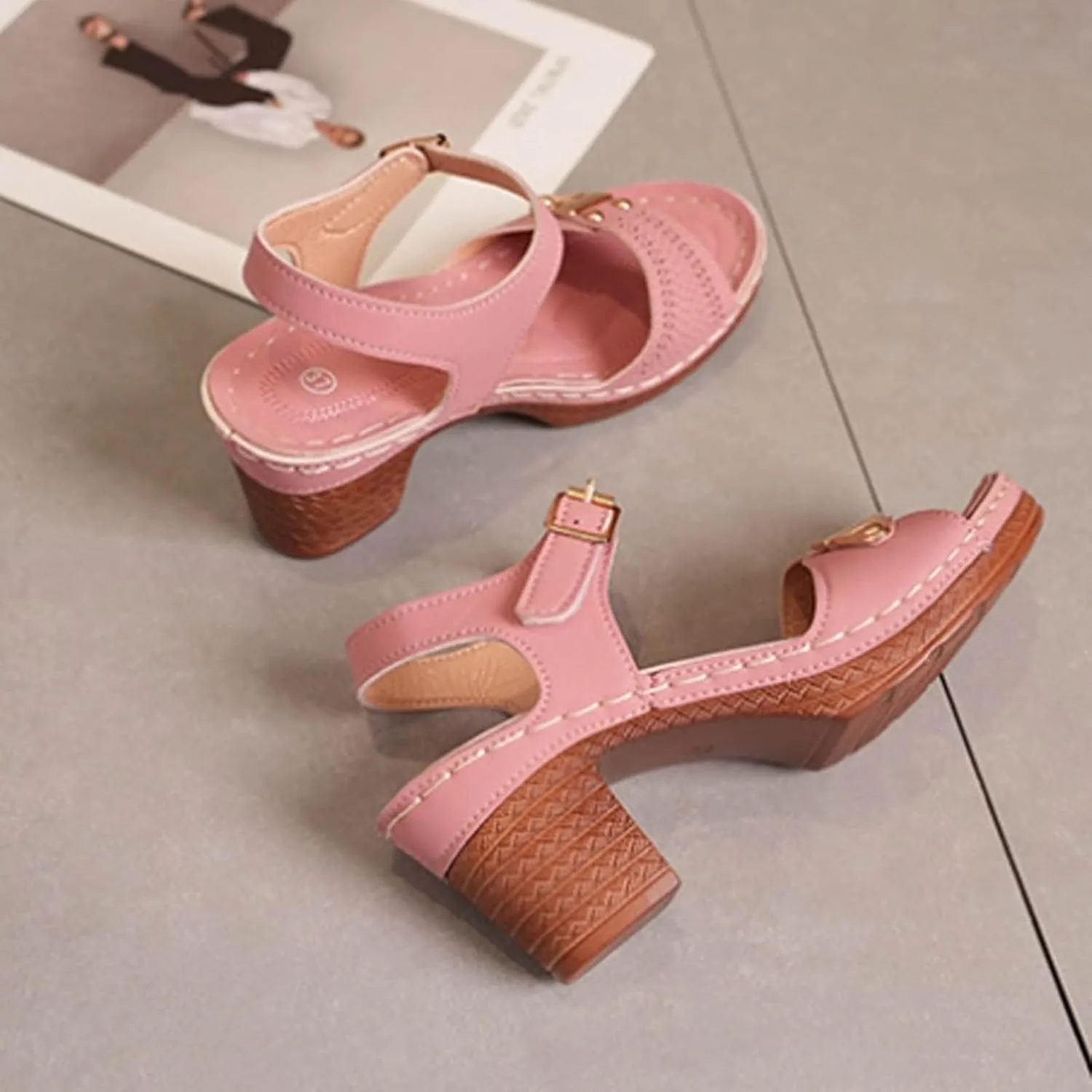 Heels Scandals For Women High Heels Open Toe Cover Heel Suede Sandals Women's Platform Wedge Western Sandals Women