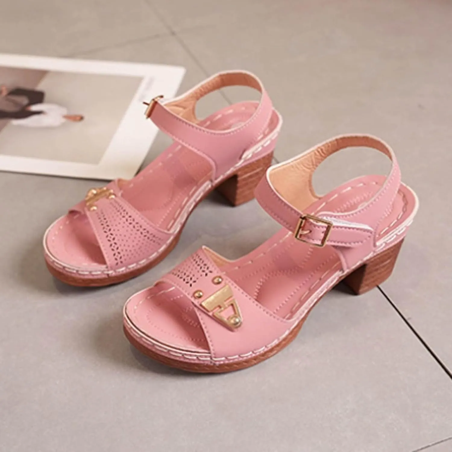 Heels Scandals For Women High Heels Open Toe Cover Heel Suede Sandals Women's Platform Wedge Western Sandals Women