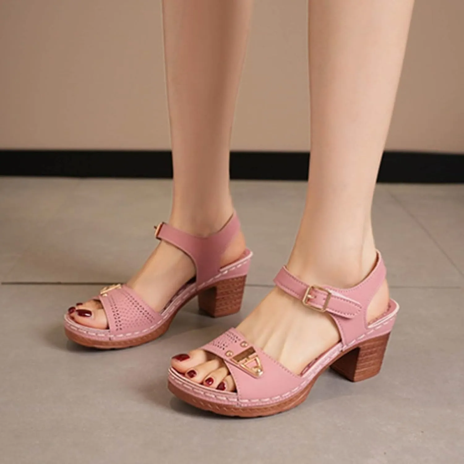 Heels Scandals For Women High Heels Open Toe Cover Heel Suede Sandals Women's Platform Wedge Western Sandals Women