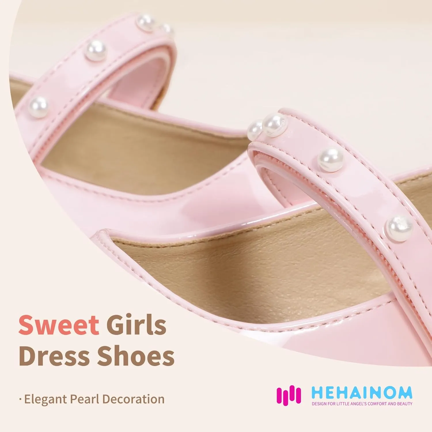 Hehainom Girls Dress Shoes Flower Girl Ballet Flats for Little Big Kids Todder Wedding Party Peals Shoes