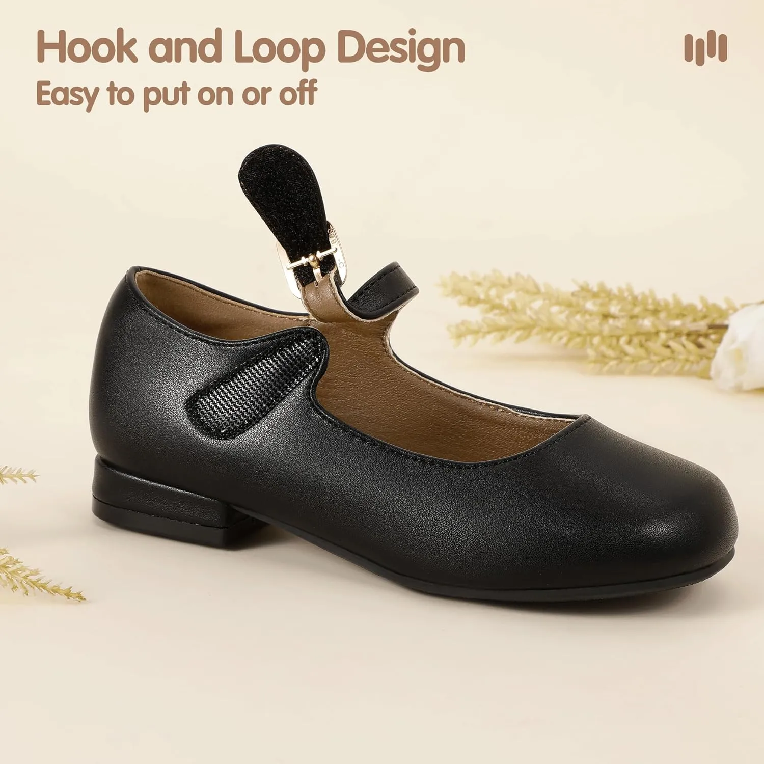 Hehainom Girls Dress Shoes Mary Jane Ballet Flats Little Big Kids Flower Girl Low Heels School Wedding Party Shoes