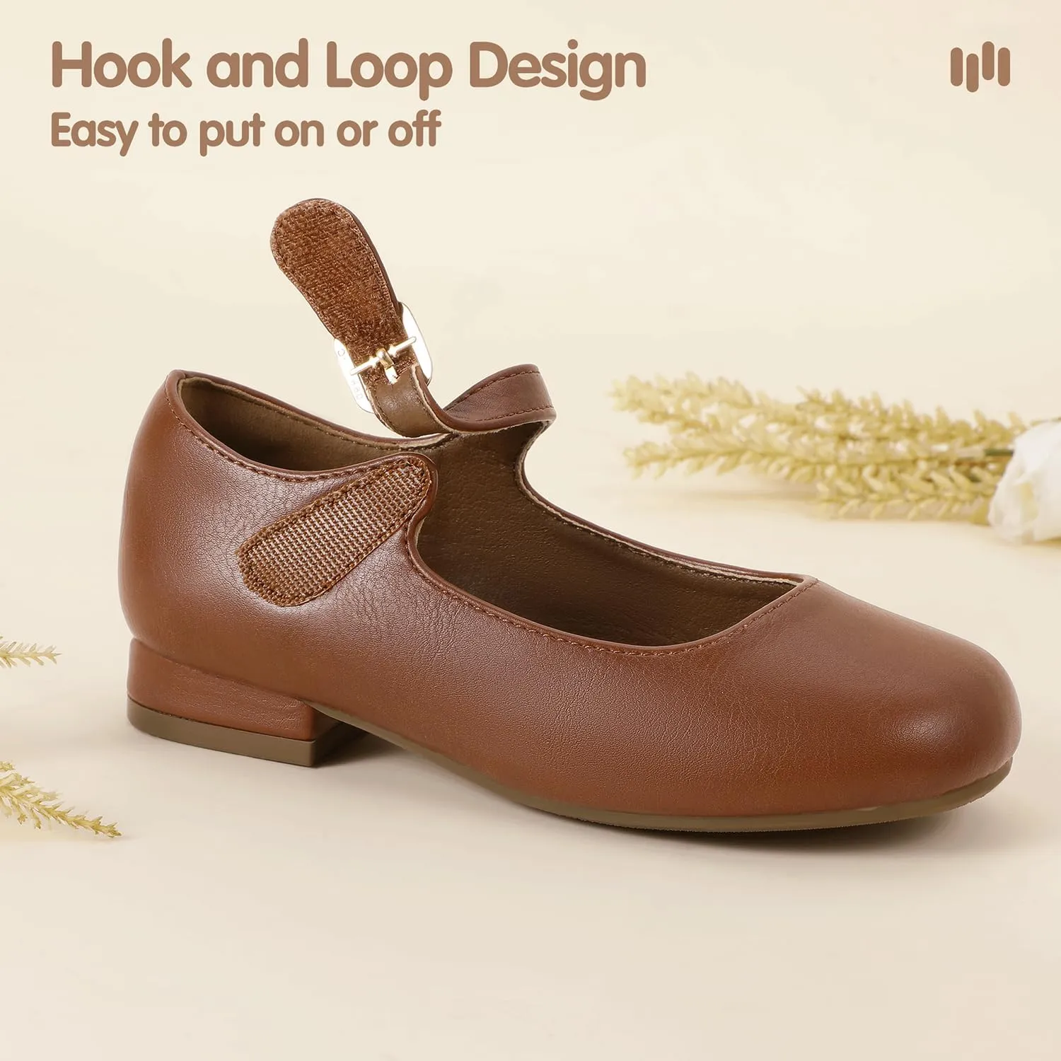 Hehainom Girls Dress Shoes Mary Jane Ballet Flats Little Big Kids Flower Girl Low Heels School Wedding Party Shoes